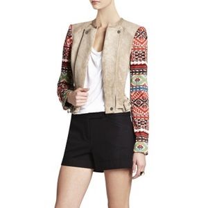 Chic Boheme - Peter printed sleeve moto jacket